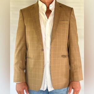Custom-made herringbone Men's Tan Blazer